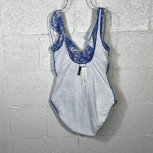 Ralph Lauren ARTISANAL WOODBLOCK Ruffled Tummy-Control Swimsuit US 8 - Picture 5 of 12
